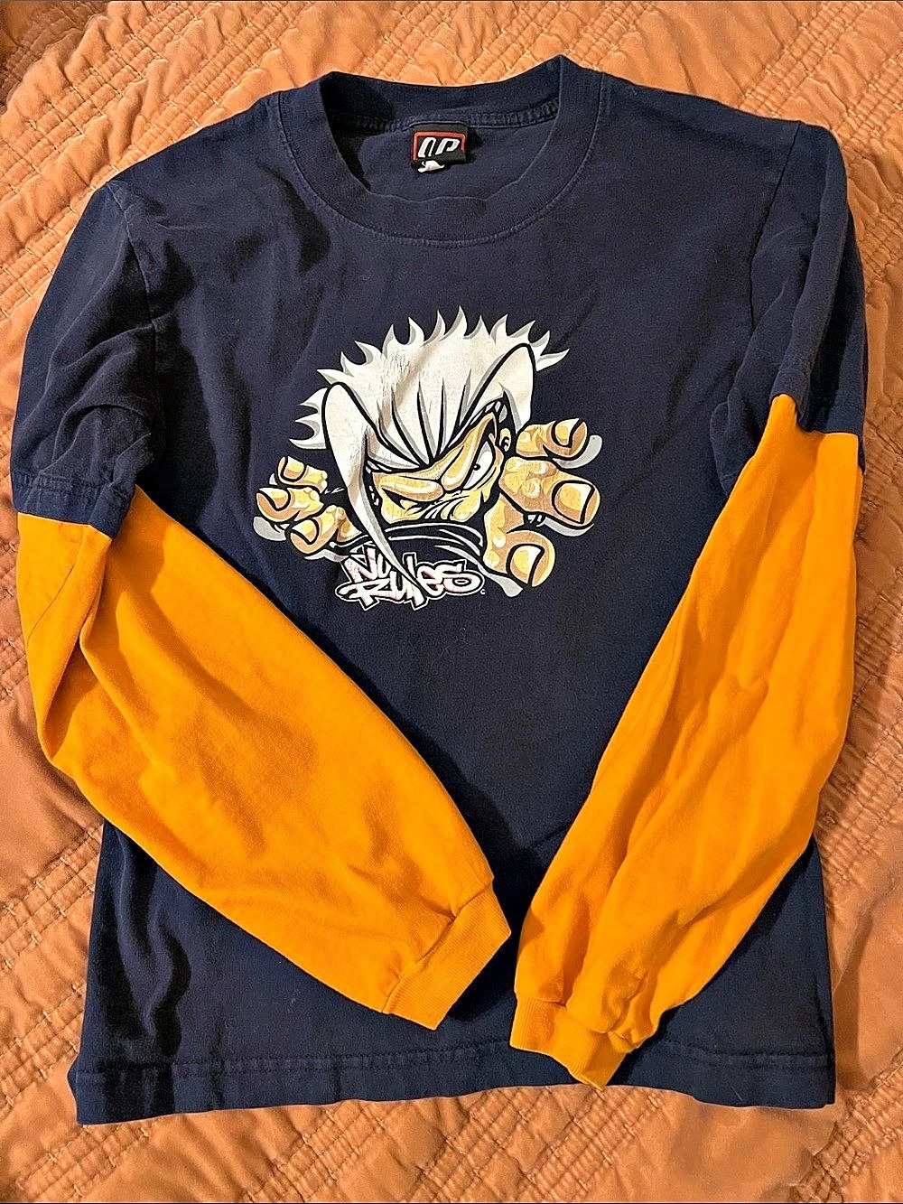 No Rules Graphic Long Sleeve Tee Navy Blue Large